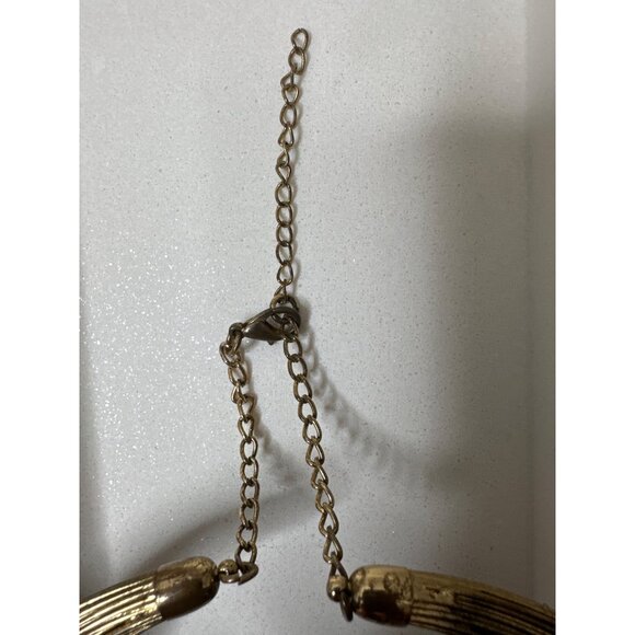 Vintage Gold-Tone Layered Collar Necklace w/ Chain Clasp Adjustable Length - Picture 4 of 4